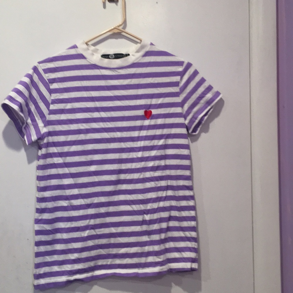 Daisy street Purple striped shirt sleeve top